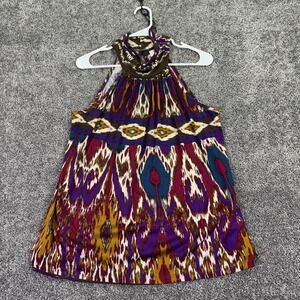 Destiny Blouse Womens XL Multicolor Geometric Halter Jersey Casual Summer